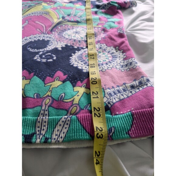 Talbot's Sweater Women’s Sz S Lightweight 3/4 Sleeve Multi Paisley 70s Vibe Mod - Picture 11 of 11